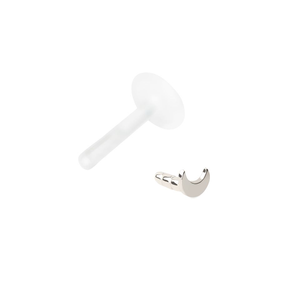 Labret av 14 karat gull med halvmåne
