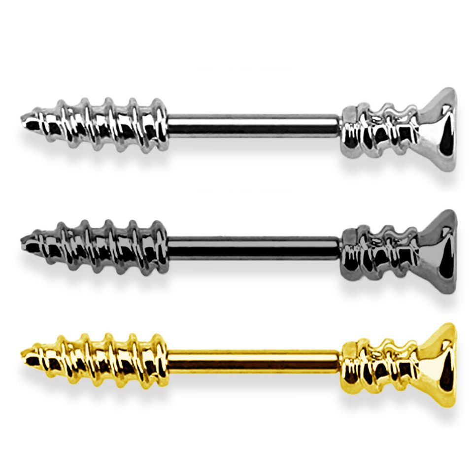 Brystpiercing formet som skrue
