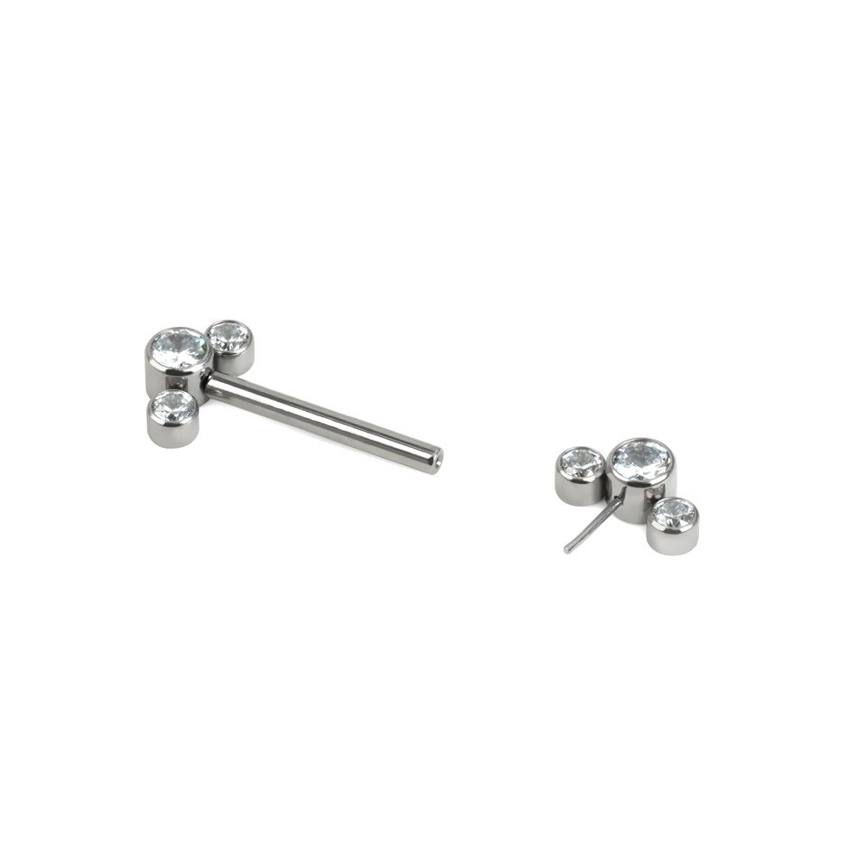 Push-in brystpiercing med stener i forskjellige farger