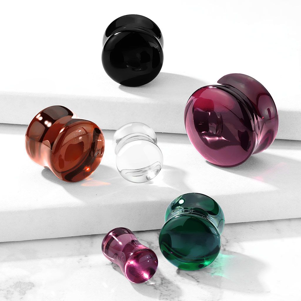 Plugg av glass i flere farger