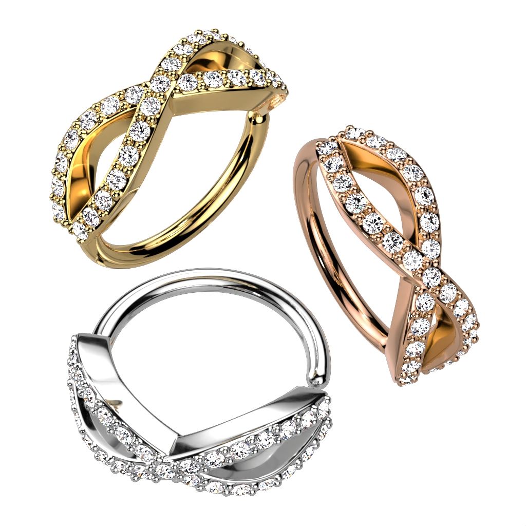 Ring designet som uendelighetssymbol med to stenrekker