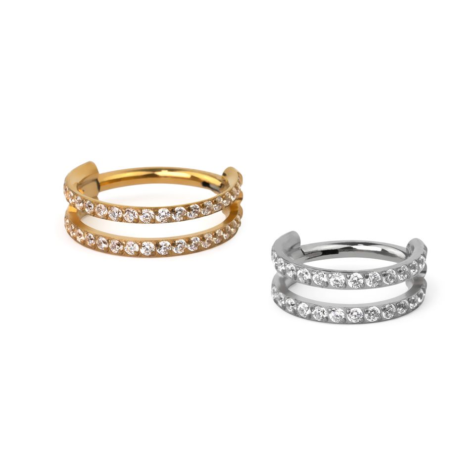 Dobbel titanring med stener