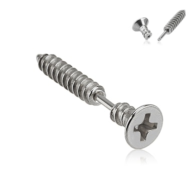 Ørepiercing formet som en skrue