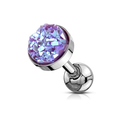 Ørepiercing med druzy sten