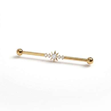 Industrial barbel i titan med stjerne og små stener i midten