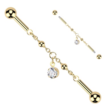 Industrial barbell med kjede og hengende edelsten