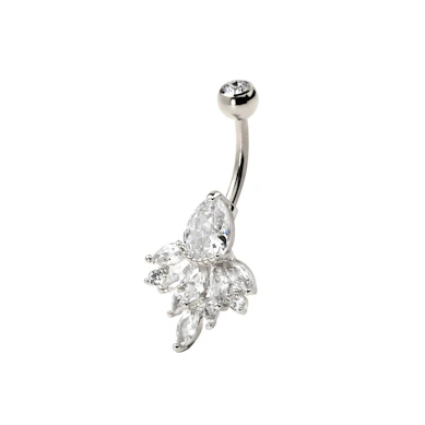 Navlepiercing med avlange stener