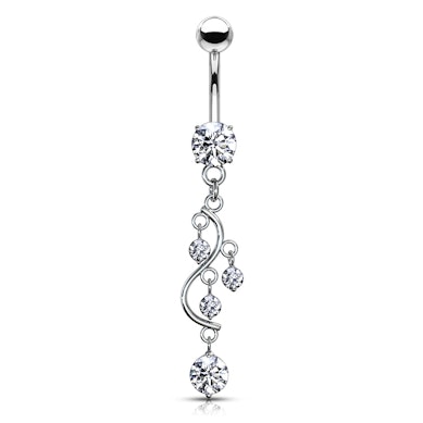 Navlepiercing med stener i s-form
