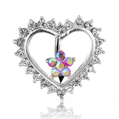 Omvendt navlepiercing med hjerte og blomst