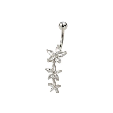 Navlepiercing med tre markise blomster i anheng