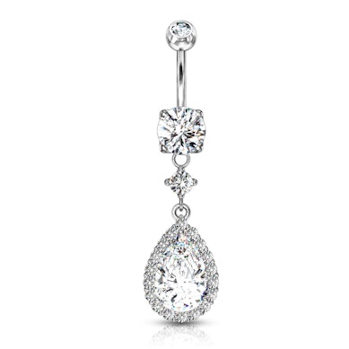 Navlepiericng med dråpeformet sten anheng