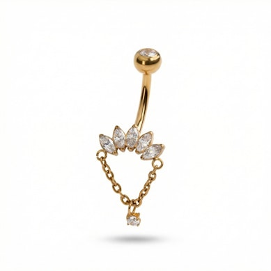 Navlepiercing i titan med marquisestener og anheng