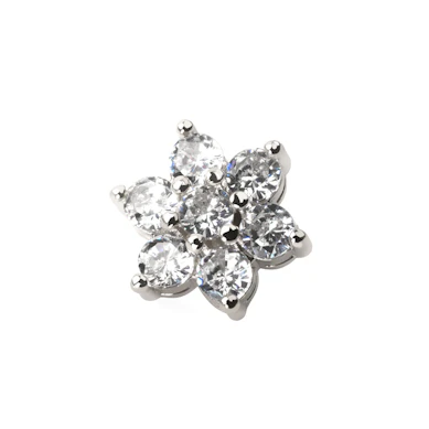 Blomst til dermal anchor med midtsten i flere farger