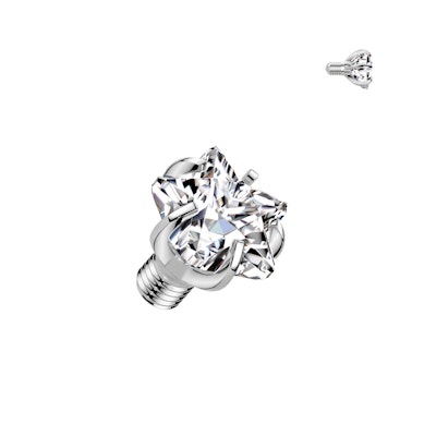 Titanstjerne-topp med sten til dermalpiercinger