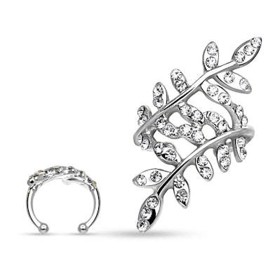 Earcuff med stenbesatte blader