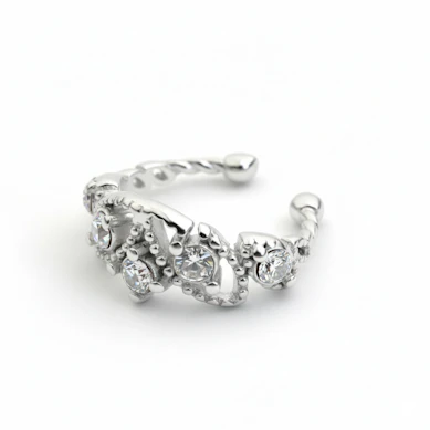 Vakker earcuff med edelstener og perler i sølv