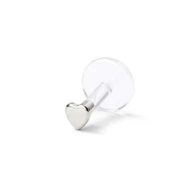 Labret av 14 karat gull med hjertetopp-14K Hvitt gull / PTFE