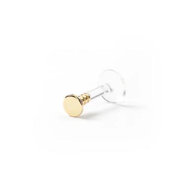 Labret av 14 karat gull med rund topp