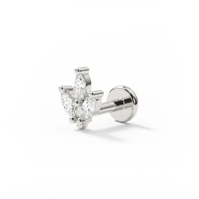 Push-in labret med marquise-formet sten