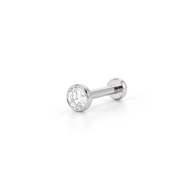 Push-in labret i titan med innfattet sten