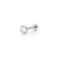 Push-in labret i titan med innfattet sten