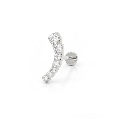 Push-in labret i titan med buet topp og stener