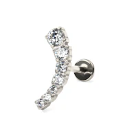 Push-in labret i titan med buet topp og stener
