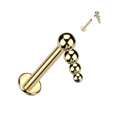 Titanlabret med innvendig gjenge og kaskadeperlet topp