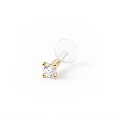 Labret av bioplast med 14k gulltopp
