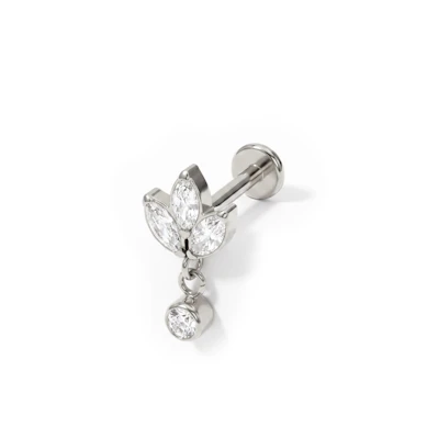 Labret av titan med lotusblomstdesign og anheng med sten