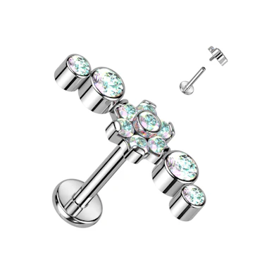 Titanlabret med blomst i midten og CZ-stener