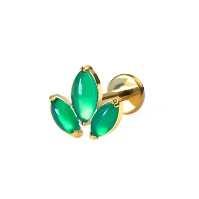 Titanlabret med en trio av marquiseslipte naturstener