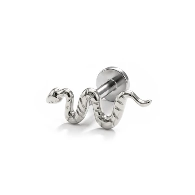 Push-in labret av titan med slange