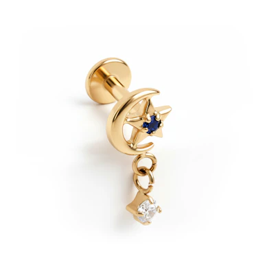 Titanlabret i form av måne og anheng