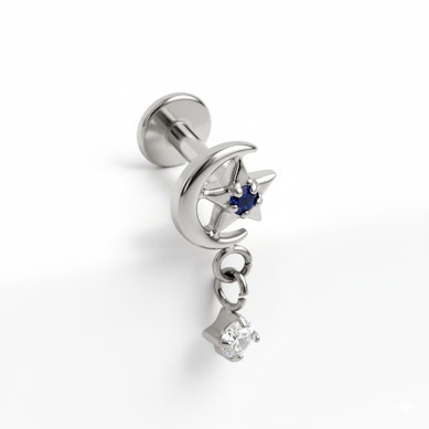 Titanlabret i form av måne og anheng