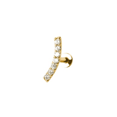 Push-in labret av gull med bue av sten