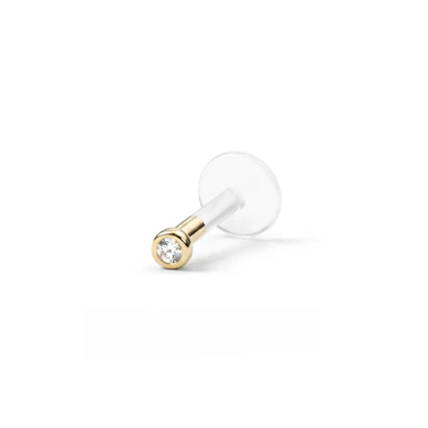 Labret med 14k gulltopp og ptfe stav