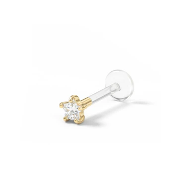 Labret av 14 karat gull med stjerneformet sten og ptfe stav