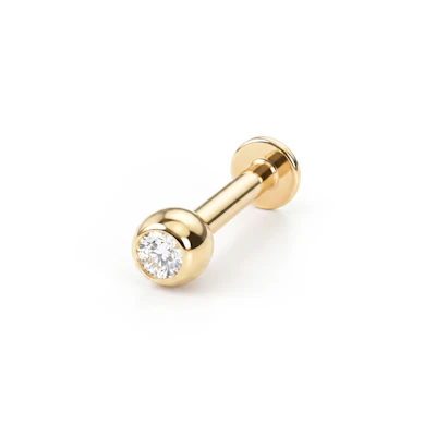 Labret av 14K gull med sten