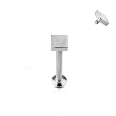 Labret med firkantet topp og innvendig gjenge