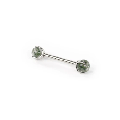Nippelbarbell i titan med naturlige stener