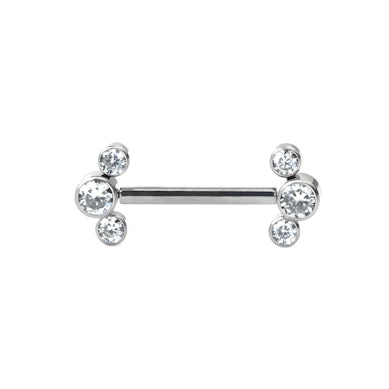 Push-in brystpiercing med stener i forskjellige farger