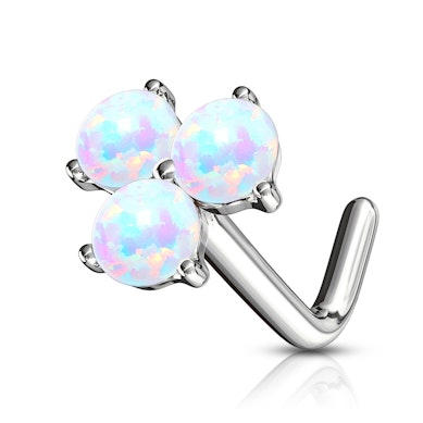 Nesepiercing av 14 karat gull med tre opalstener