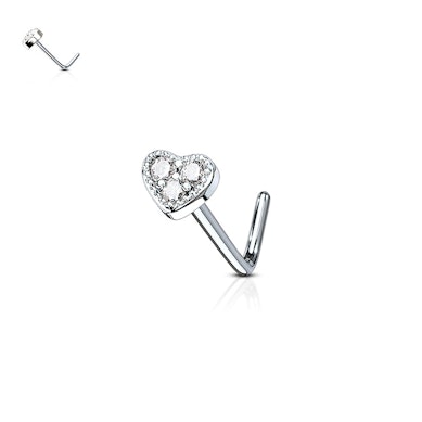 Nesepiercing med hjerte og tre stener