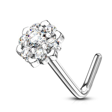 Nesepiercing av 14 karat gull med stenbesatt lotusblomst