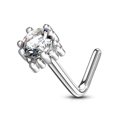 Nesepiercing av 14 karat gull med sten i kvadrat