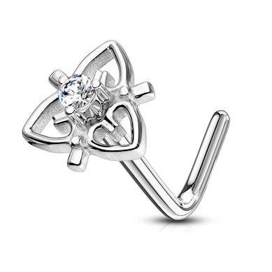 Nesepiercing med hjertefiligran og sten