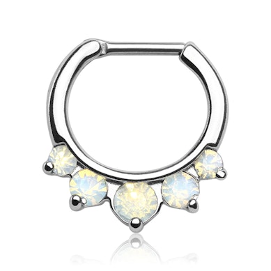 Septumpiercing med store opalite stener