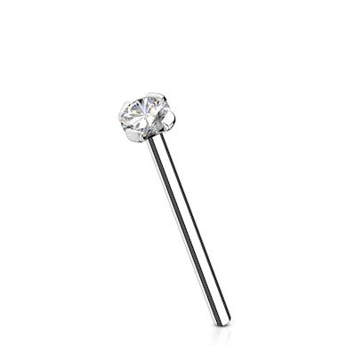 Fish tail nesepiercing av 14 karat gull med sten