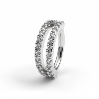 Ring med dobbelt splittet stenrekke